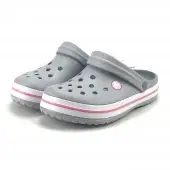 Crocs Terlik Gri Pembe Bantlı