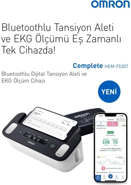 OMRON HEM 7530T-E3 COMPLETE ÜST KOLDAN TANSİYON ALETİ+EKG CİHAZI